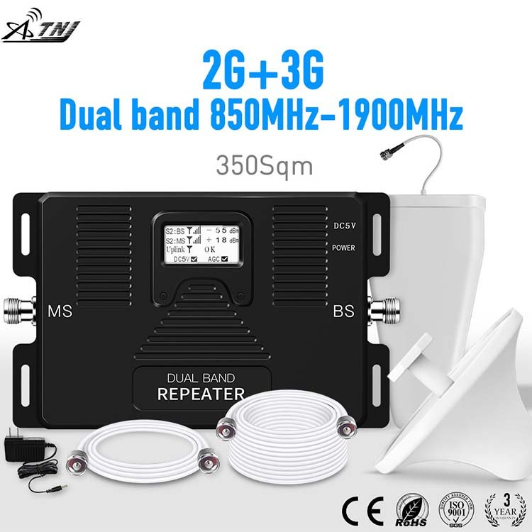 ATNJ High quality GSM 3G 850/1900MHz signal amplifier mobile repeater cdma pcs cell phone signal booster